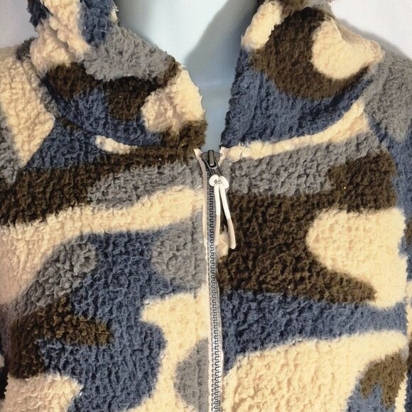 SO Sharpa hooded Jacket, zippered front, tri color, pockets, size XXL - Picture 4 of 16